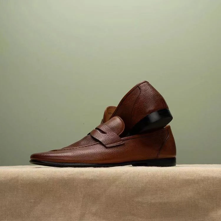 男士小牛皮秋冬季乐福鞋