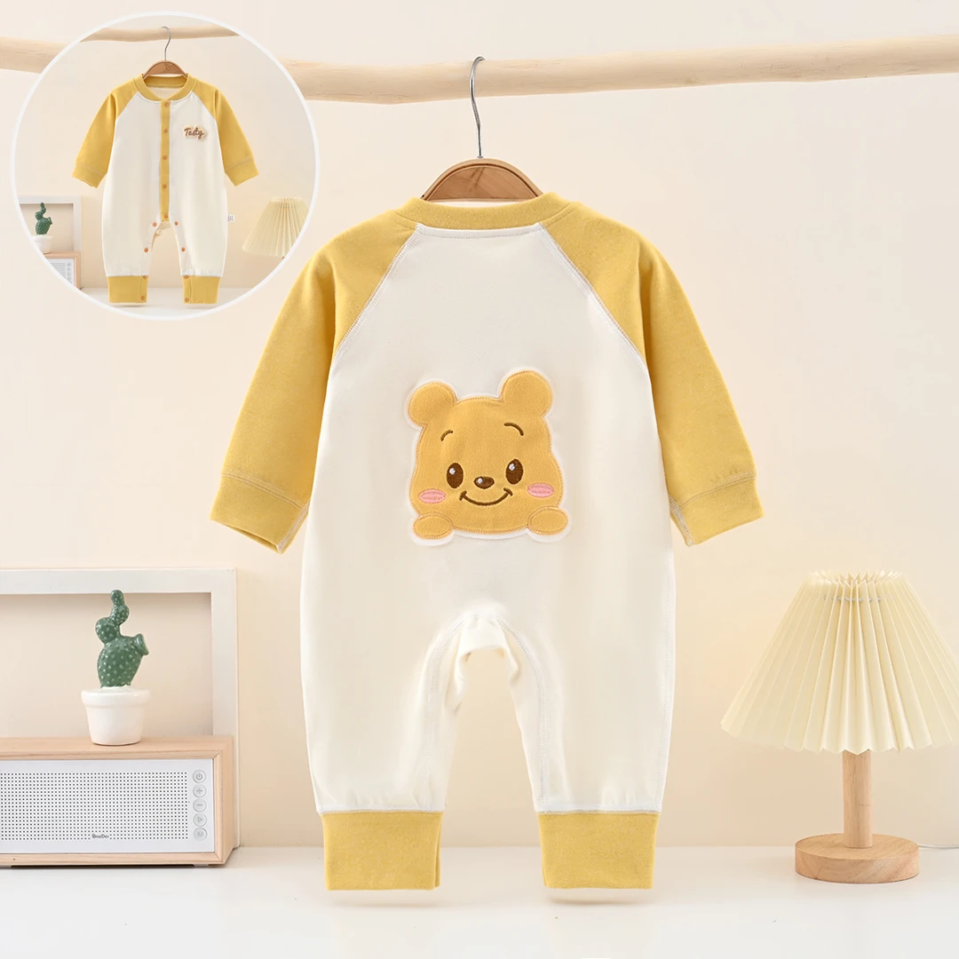 春款新生婴儿连体衣春秋宝宝爬服长袖保暖幼儿新生儿外穿服