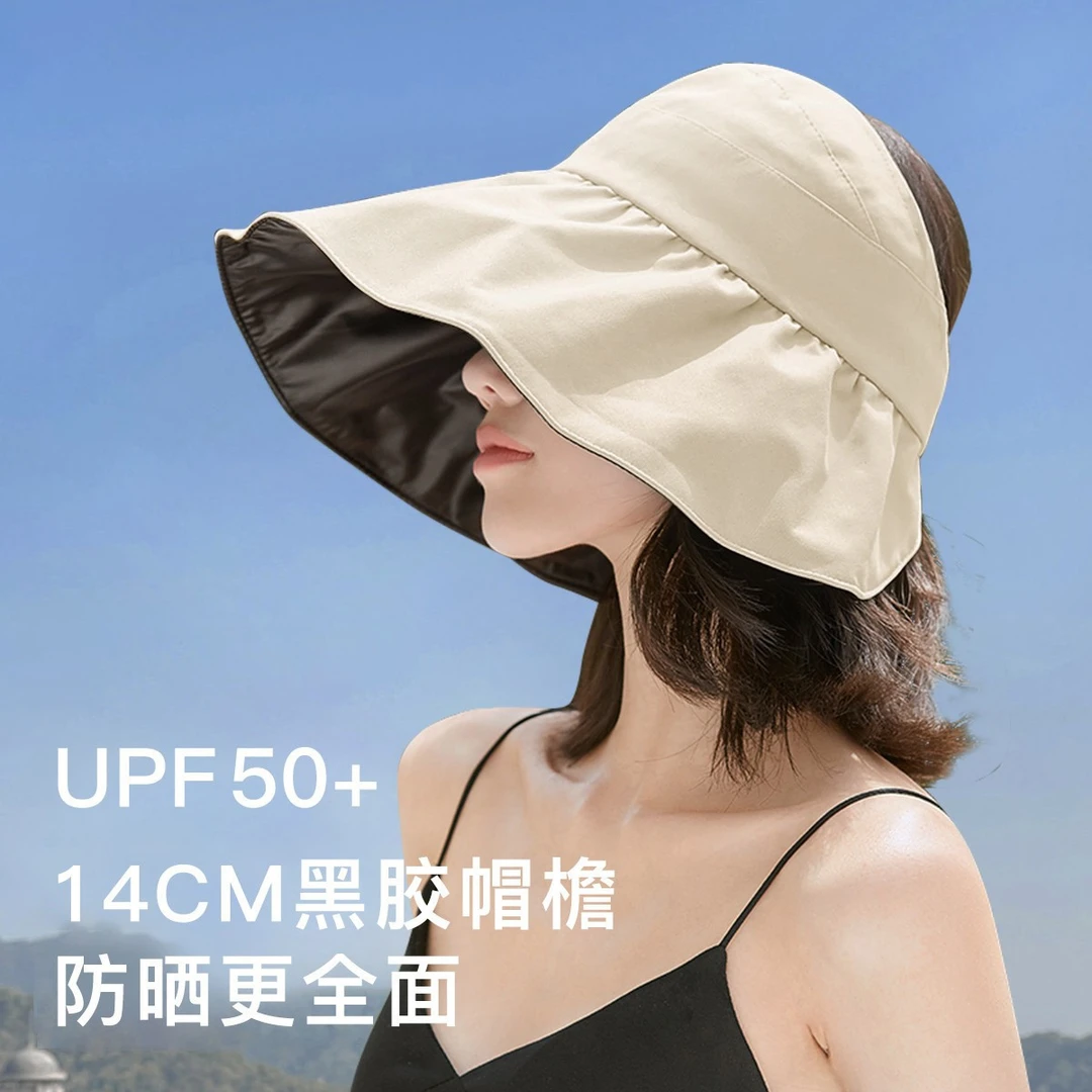 【彩胶强防晒】大帽檐遮脸太阳帽防紫外线夏季遮阳帽女士空顶防晒帽