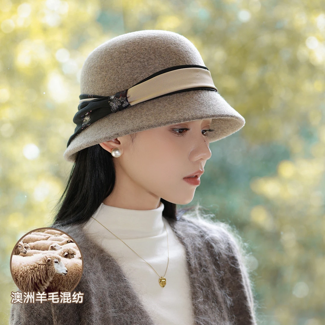 【进口澳毛】帽子女款2025网红款秋冬羊毛保暖高档渔夫帽高级感盆帽