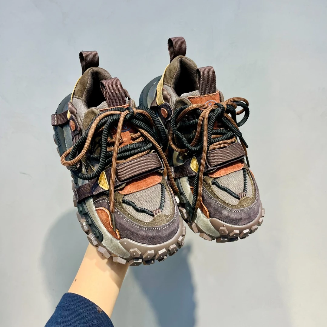 四季鞋真皮复古厚底老爹鞋ins潮流女鞋~四季系带轮胎62女士