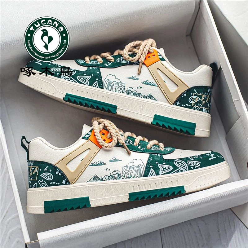 正品啄木鸟男鞋2024春秋男生百搭休闲板鞋夏季高级感潮牌运动潮鞋