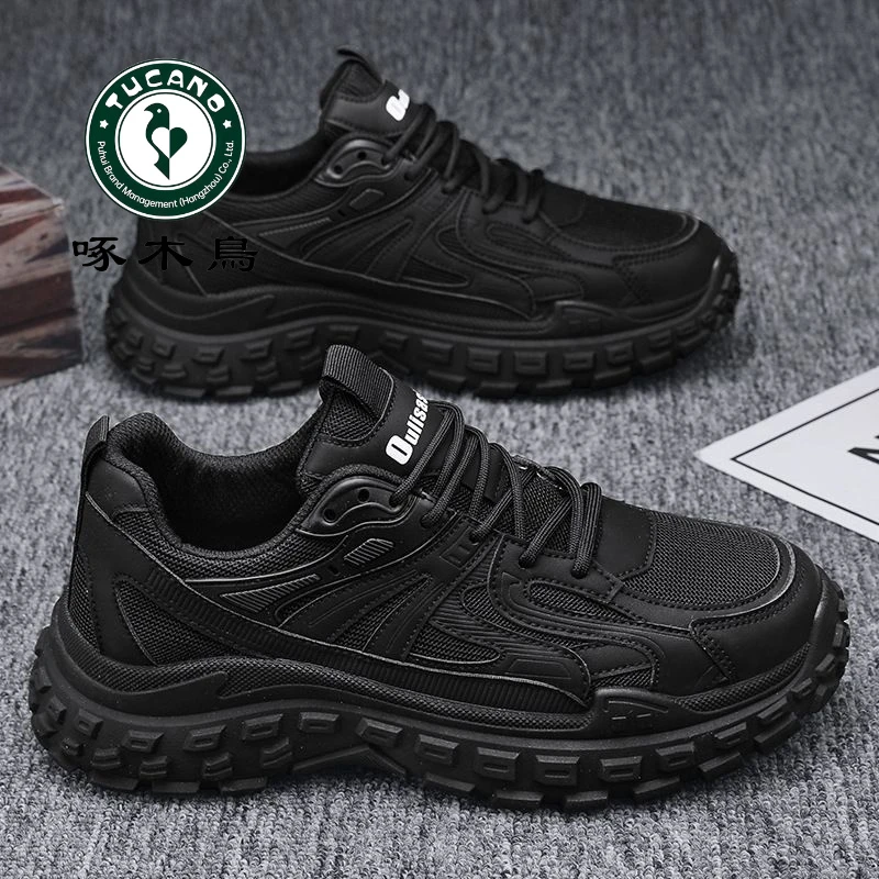 正品啄木鸟春秋季男鞋黑色运动休闲工作上班防水防滑耐磨耐穿潮鞋