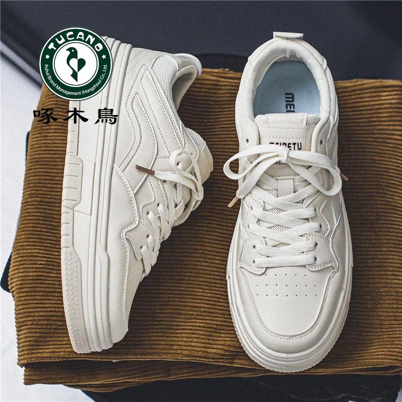 啄木鸟男鞋2024新款春秋韩版休闲百搭小白鞋防滑运动透气ins潮鞋