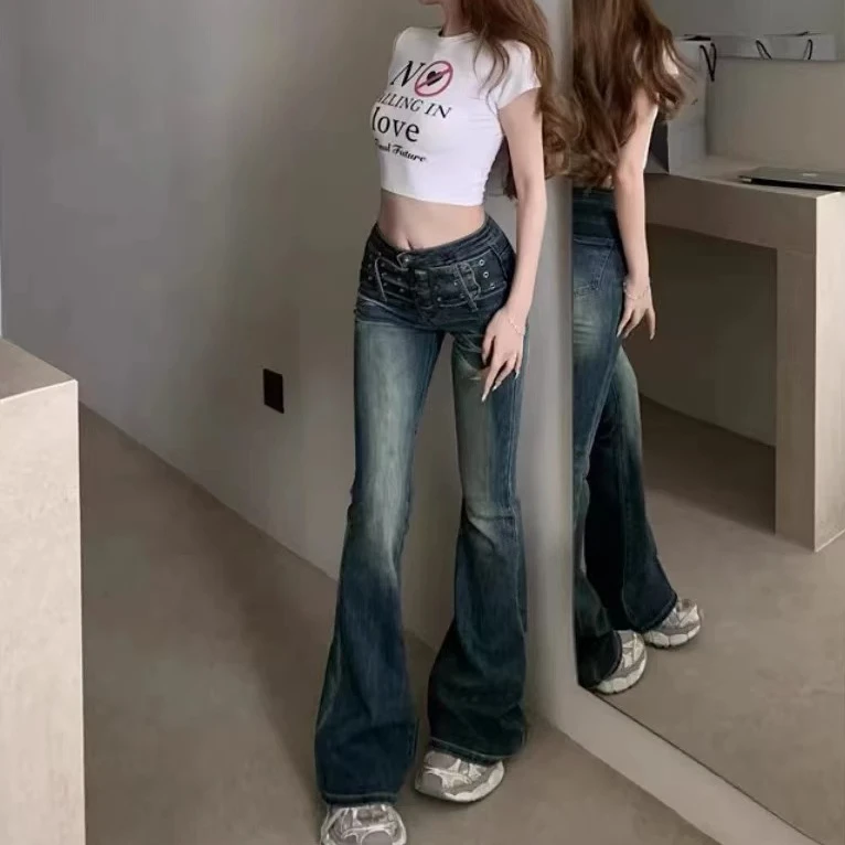 【晨浠定制】新款时尚百搭阔腿牛仔裤8898