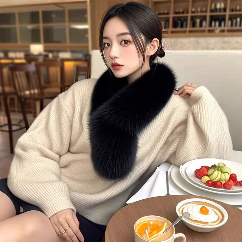 2024狐狸毛围巾围脖冬季新款真毛保暖整皮毛毛围巾围脖毛领百搭款
