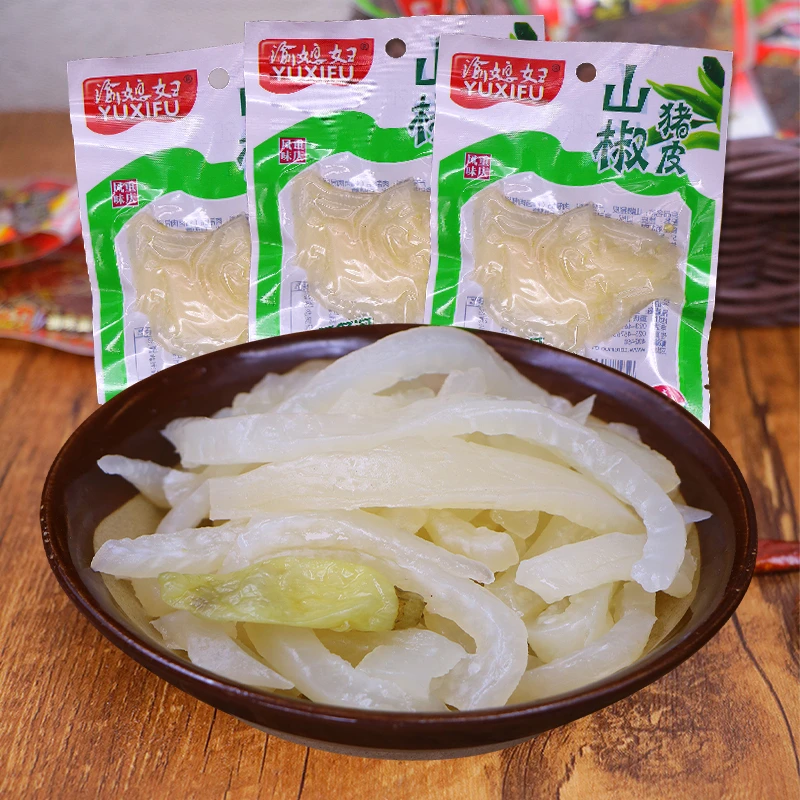 渝媳妇泡椒猪皮零食重庆特产山椒猪皮卷小袋整箱卤味休闲即食小吃