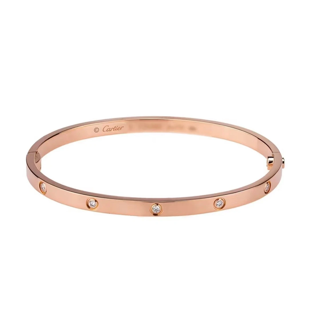 99新 Cartier/卡地亚 Love系列十钻窄版手镯21年卡15号公价73500
