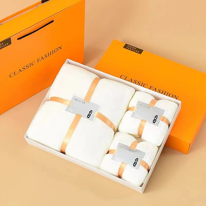 吸水柔软加厚珊瑚绒毛巾浴巾高档3件套结婚伴手礼宴会公司礼品F