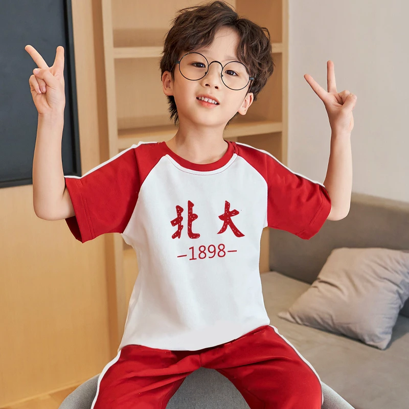 夏季儿童睡衣男孩短袖长裤纯棉卡通男童大童北大家居服薄套装春秋