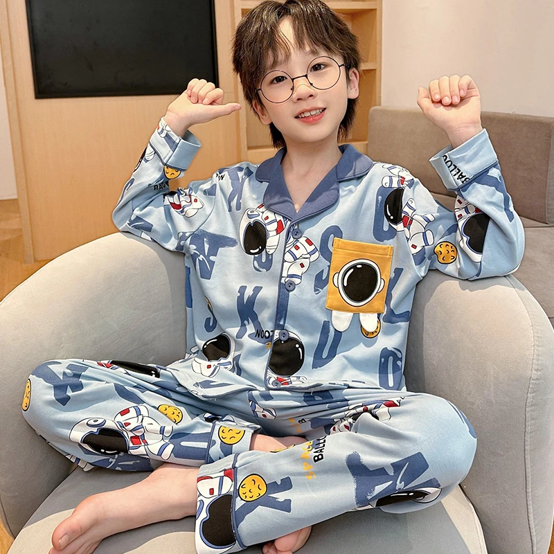 宇航员儿童睡衣男童春秋纯棉男孩长袖套装秋季全棉家居服2025秋款