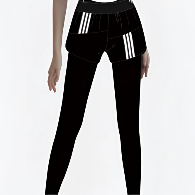 【姗姗精选】运动假两件女春季高腰提臀弹力紧身跑步健身长裤23011