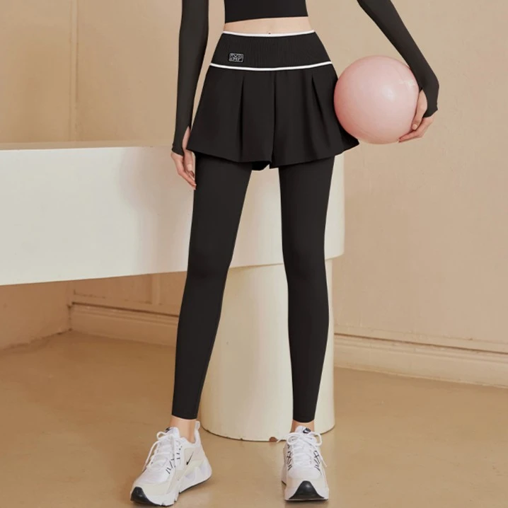 瑜伽裤女高腰提臀外穿假两件运动瑜伽服跑步健身裤21303