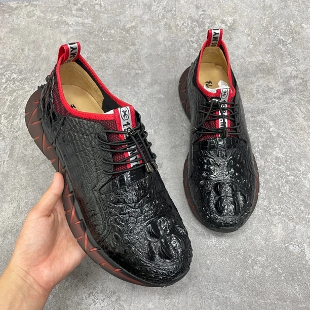泰国鳄鱼皮运动鞋男士休闲鞋