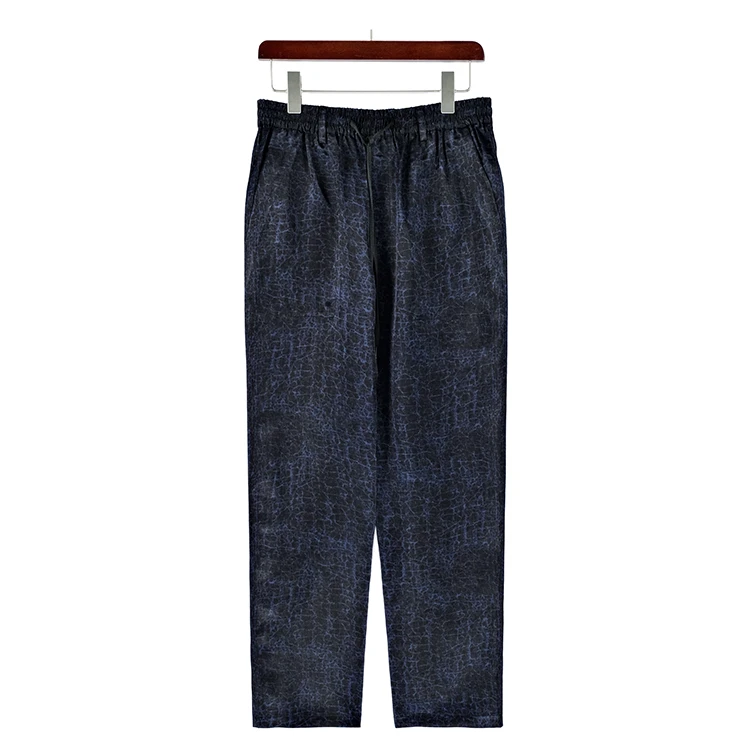 88397 男士双面长裤 桑蚕丝素平缎香云纱夏季复古透气时尚休闲裤