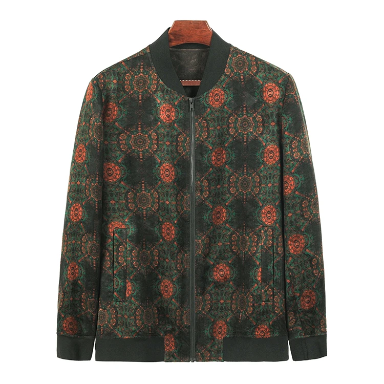 88683 男士棒球衫外套 桑蚕丝提花重缎香云纱中式休闲秋季上衣