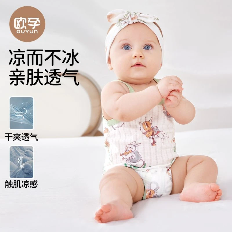 欧孕夏季婴儿包屁衣新生儿纯棉连体哈衣男女宝宝a类三角吊带爬服