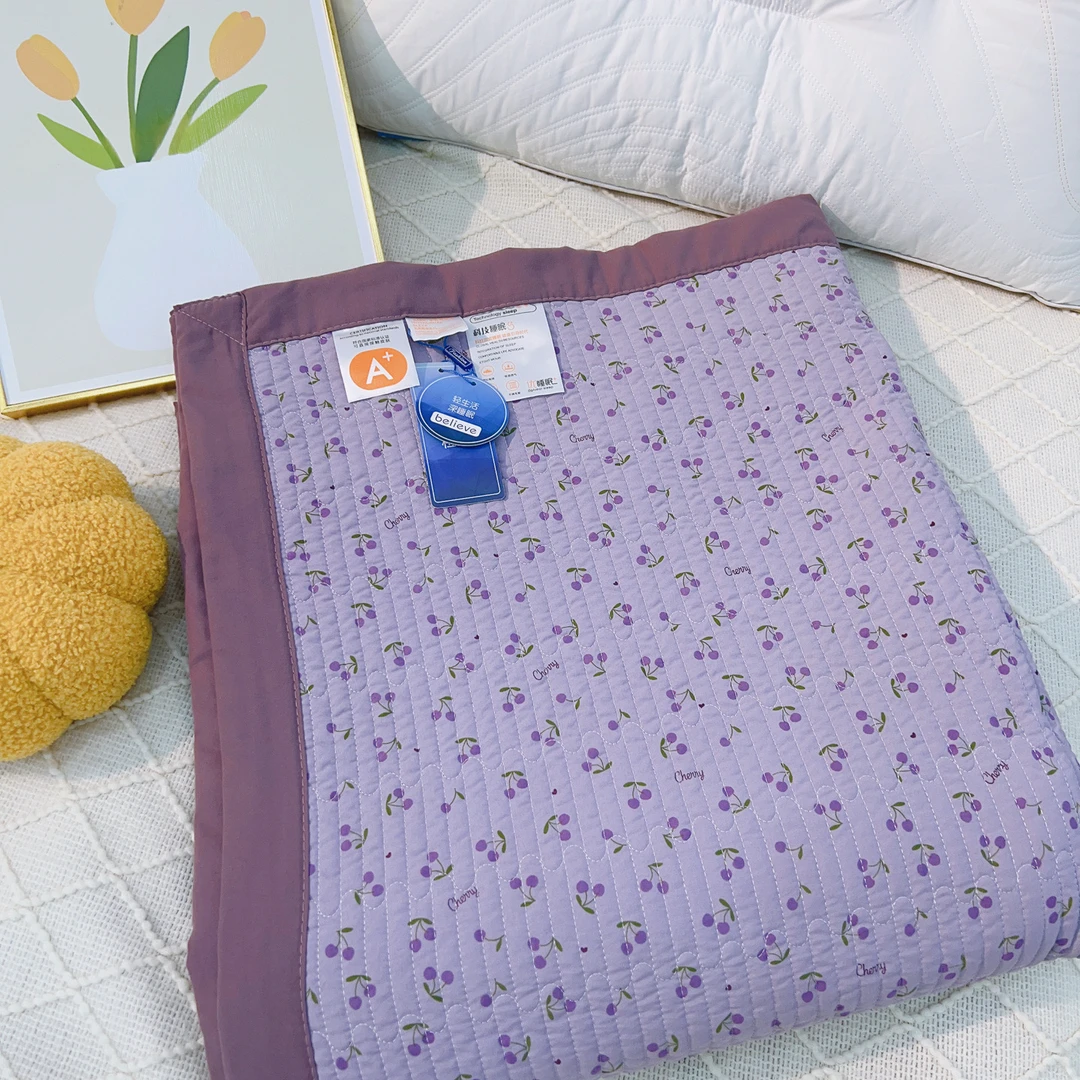 【紫色小樱桃】加厚高克重四季款床盖（可铺可盖）2X2.3