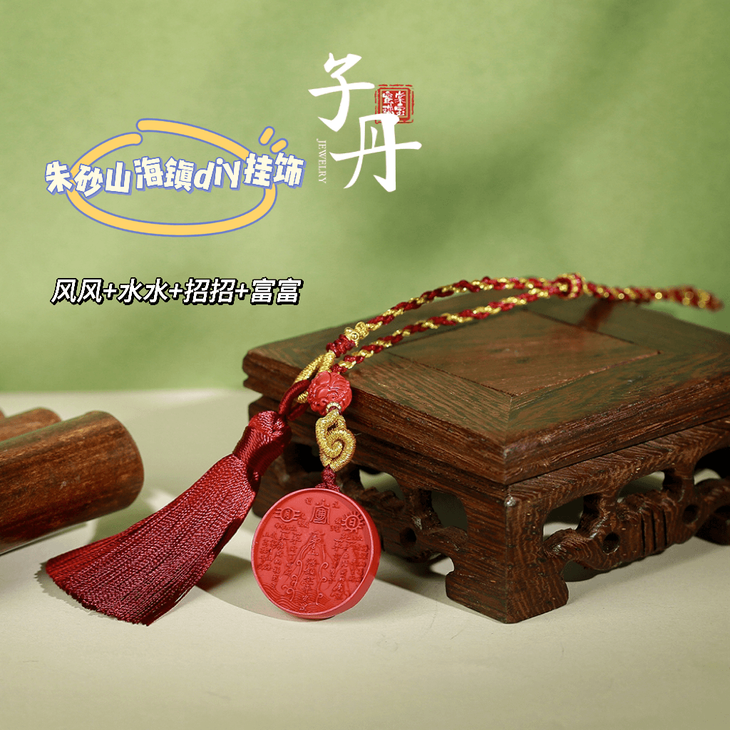 含辰砂工艺品【子丹甄选】朱砂DIY挂饰H4-050（多样性发）