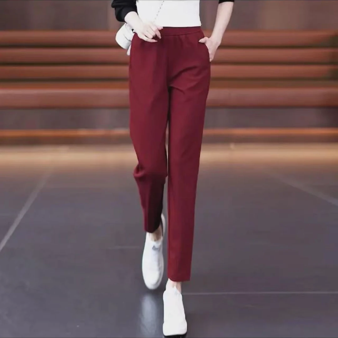 【慕妍专属】98128（裤长93）松紧高腰哈伦烟管镰刀休闲裤（秋款）