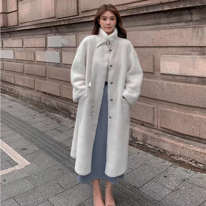 【慕妍专属】秋冬夹棉加厚长款毛绒长毛大衣环保外套（衣长96）