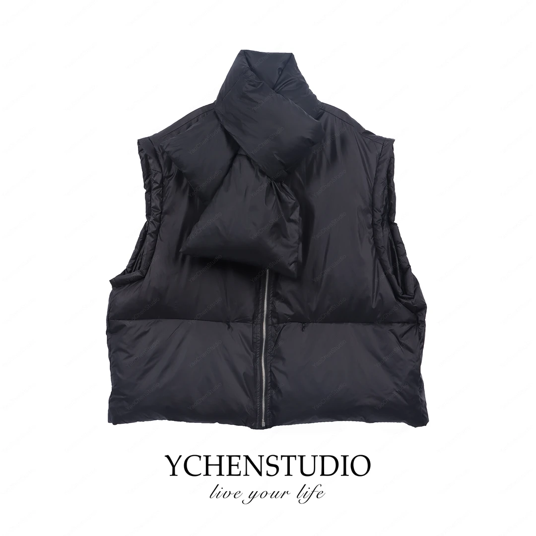 YCS【轻感】新款围巾羽绒服气质高级感无袖马甲外套X6161