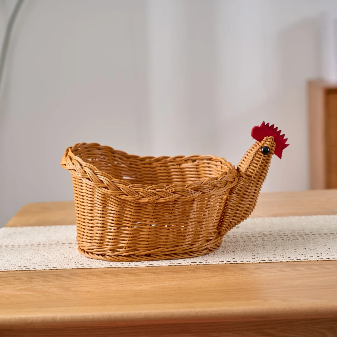 NW180母鸡创意手工造型鸡蛋家用收纳篮厨房用食材果蔬篮藤编篮