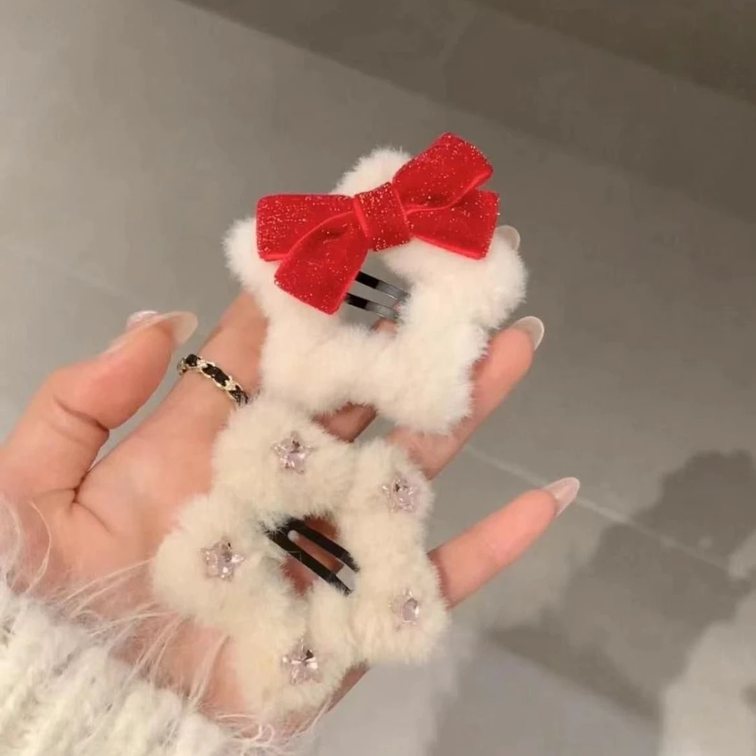 星星毛绒发夹女侧边碎发刘海夹大号bb夹可爱发卡头饰秋冬甜美发饰