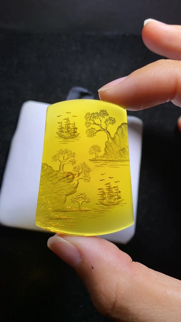 缅甸天然琥珀 一帆风顺