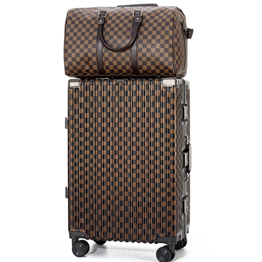 源头代工棋盘格行李箱华北总仓直发男女同款20寸可登机26寸大容量