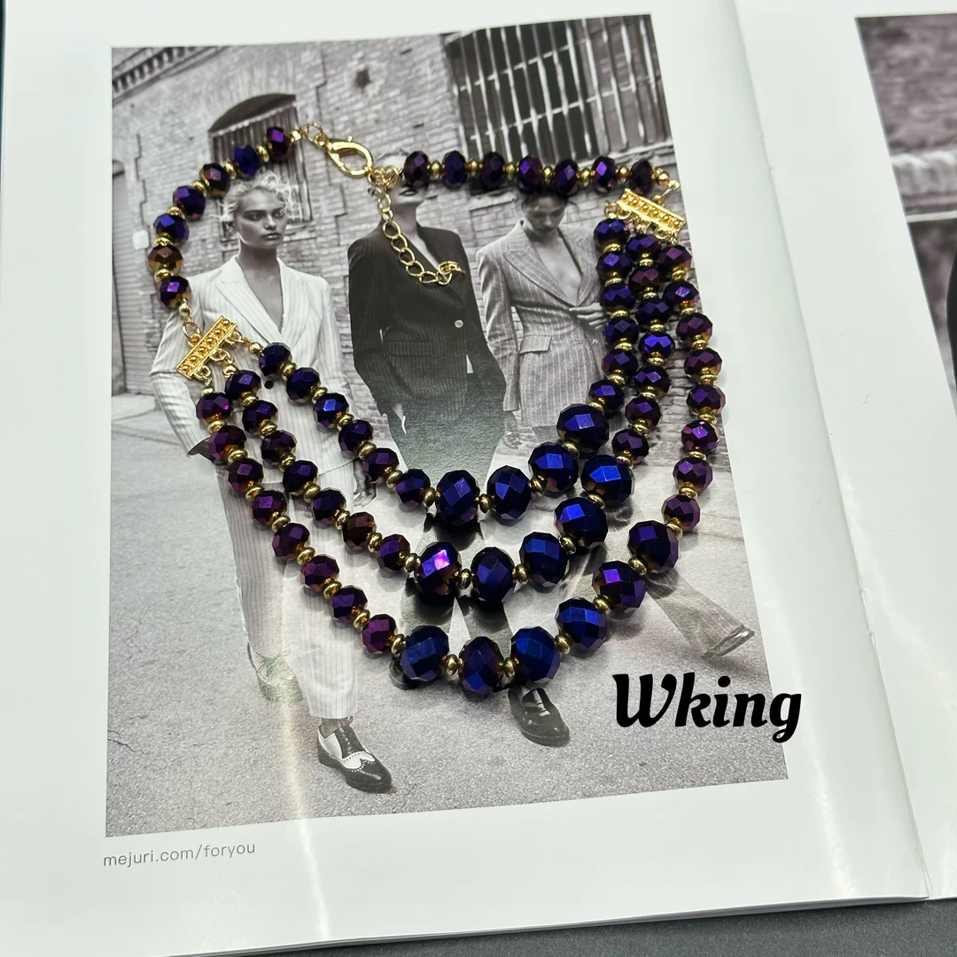 铜合金仿水晶项链 王大嘴原创 “三层紫荆”奢华紫色晶晶项链A117