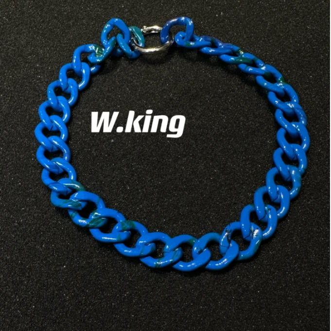 铜合金项链 设计师款 欧美风蓝色不规则喷漆项链choker链A086