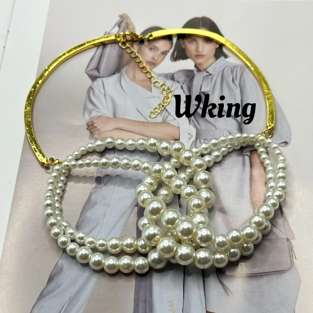 铜合金仿珍珠项链 王大嘴原创 “金环白珠”奢华缠绕白珠项链A262