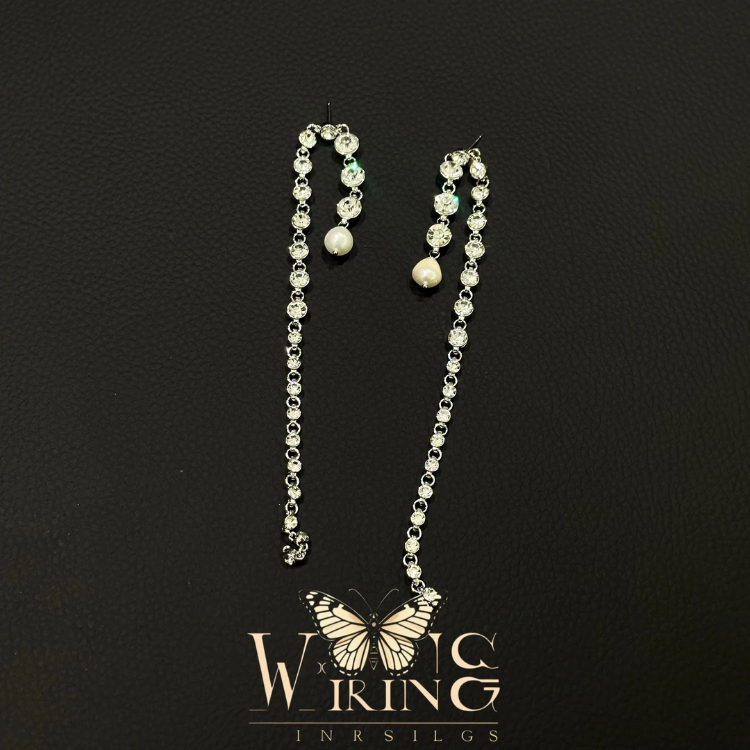 铜合金锆石耳饰 王大嘴原创 “U型圆锆”奢华渐变锆石流苏耳钉A912