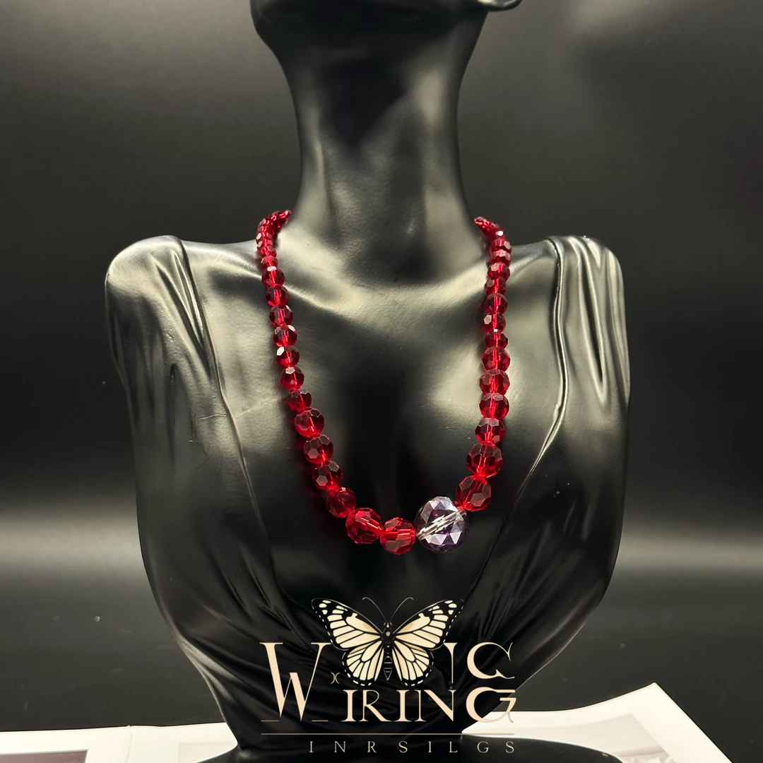 铜合金仿水晶项链 王大嘴原创 “红晶圆钻”奢华红晶变色珠项链A744