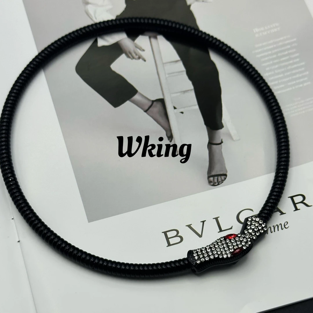 铜项链 王大嘴原创 “黑蛇套装”超酷黑武士镶钻黑蛇项链A141