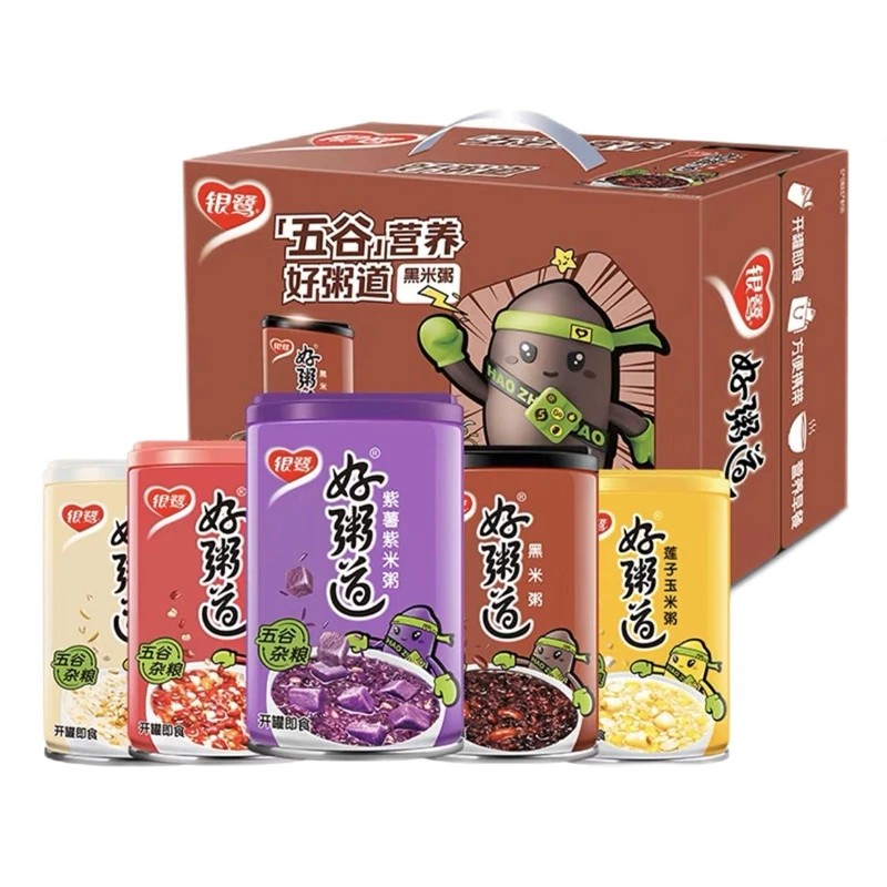 银鹭八宝粥好粥道黑米紫薯红豆玉米燕麦粥速食粥280g*6罐/12罐装