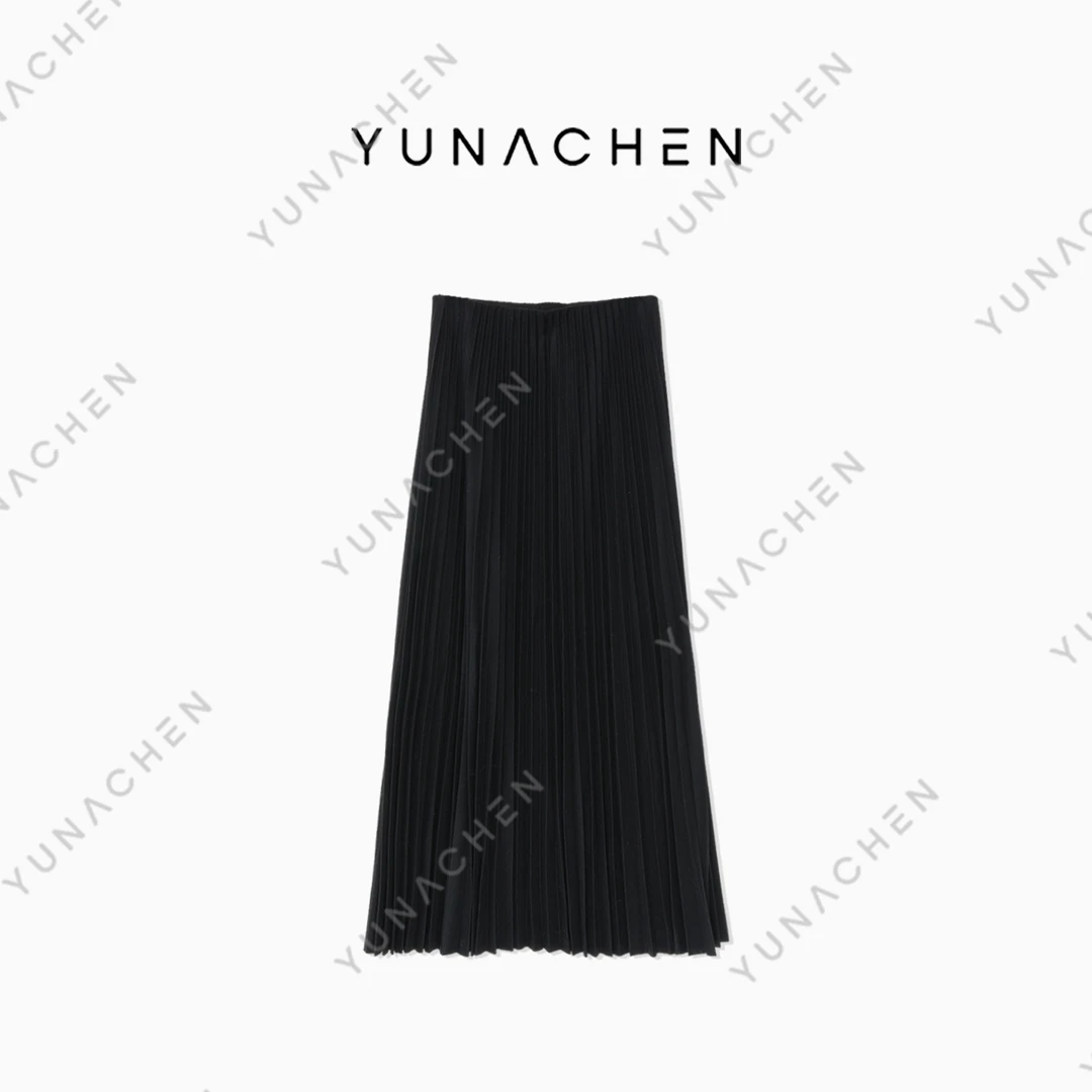 菠萝宝宝【百褶】ZI14时尚气质轻奢百褶重工简约女半身长裙780-1236