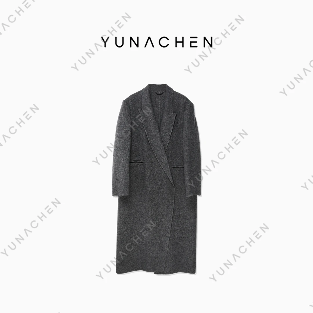 菠萝宝宝【冰川】ZJ8秋冬新款女士休闲TR灰色阔气长款大衣803-6-035