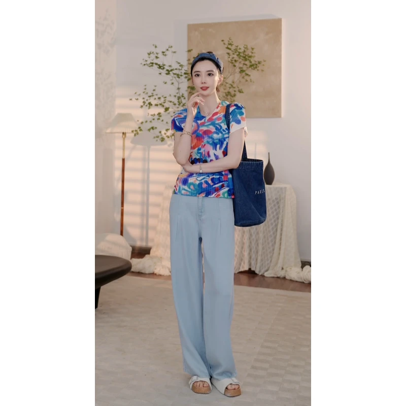 YUNACHEN【云霞】E29春夏时尚休闲三宅气质百搭款短袖上衣508-10258