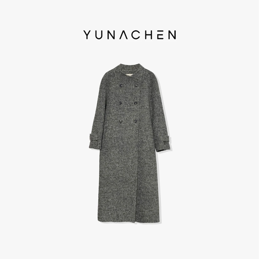 YUNACHEN现货【枫丹白露】毛呢百搭秋冬气质轻奢中长款大衣 18-8315