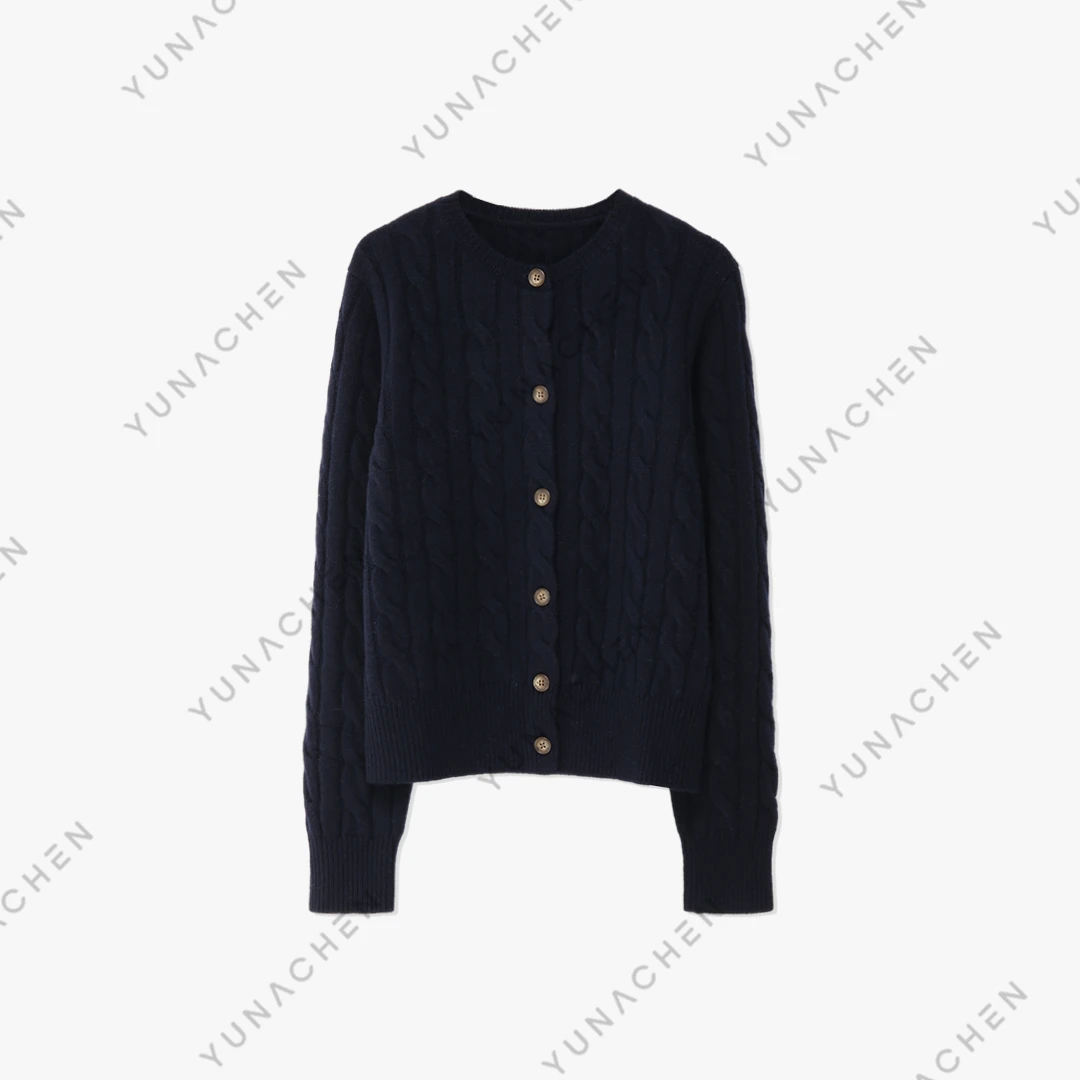 菠萝宝宝【柔淑】24H22 长袖麻花衫小香风秋开衫针织衫421-W24225FW