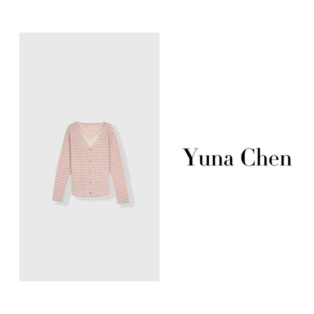 YUNACHEN现货【晚街】I21 秋冬长袖时尚条纹羊毛针织上衣33-OYC8399