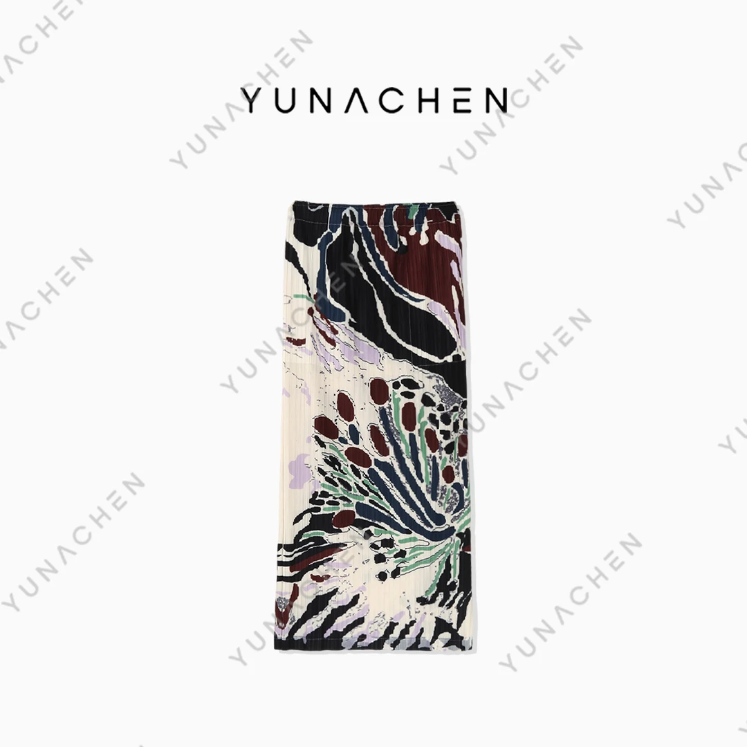 YUNACHEN【花开四季】D11 春夏气质轻奢印花中长款半身长裙510-2433