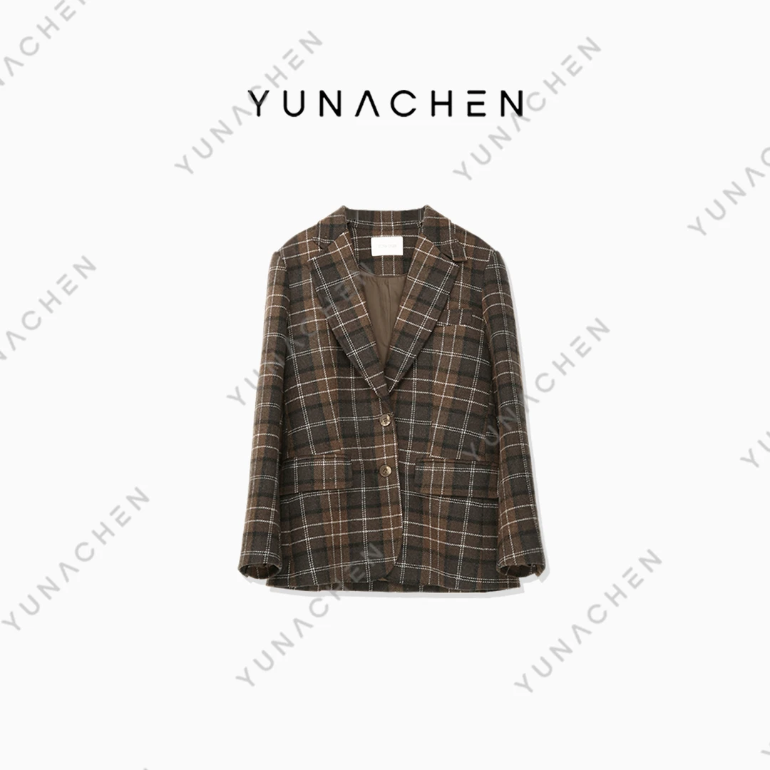 YUNACHEN【山盟】 A25时尚格纹简约潮流款西装外套01-999-G23QW112A
