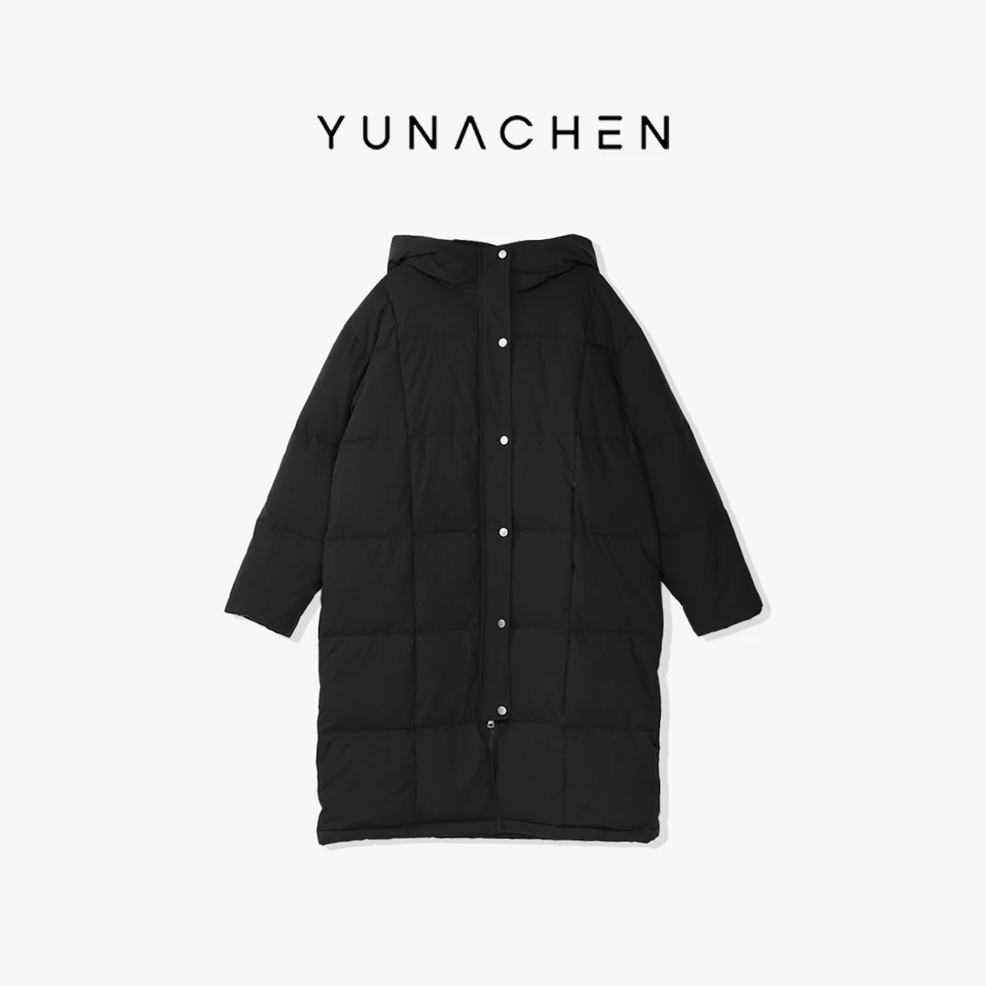 YUNACHEN现货【聚羽】K21秋冬休闲连帽中长款长款羽绒服74-623L0088