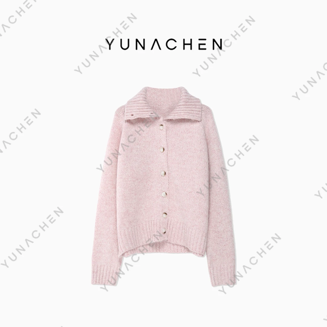 菠萝宝宝yuna【明落】ZK28秋冬新款百搭翻领开衫针织衫女757-223637