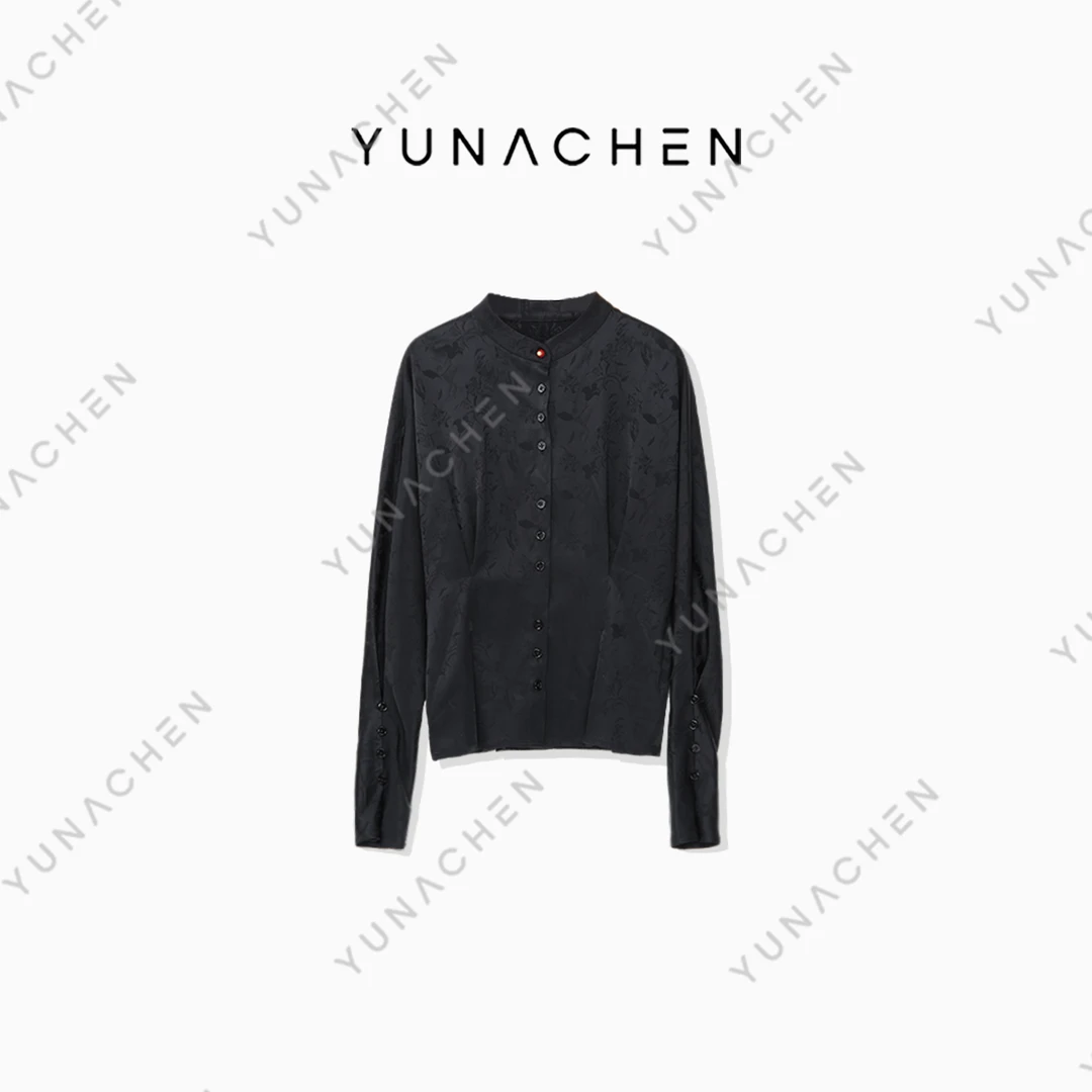 YUNACHEN【红豆】A24时尚轻奢国风新中式提花衬衫01-999-G24QC63A-1