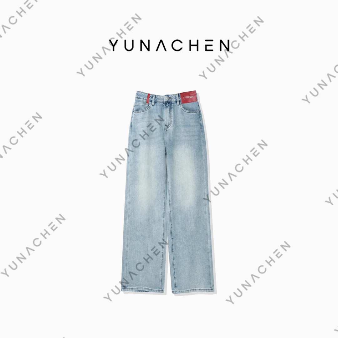 YUNACHEN【中国结】A12  春季休闲时尚气质百搭直筒牛仔裤 50-55027