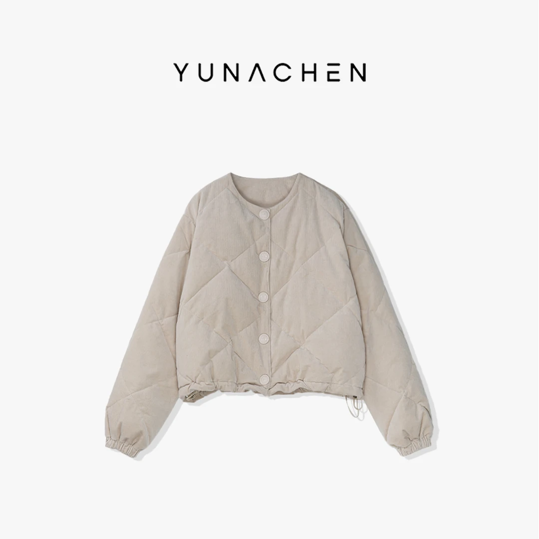 YUNACHEN现货【舒亦】K7  秋冬简约通勤宽松休闲短款棉服154-BL-130